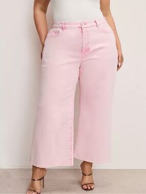 Good American Pastel Pink Wide-Leg Jeans